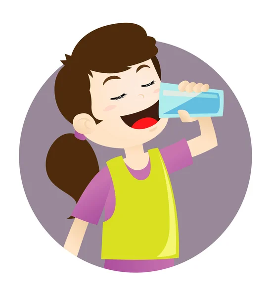 Chica beber agua — Vector de stock