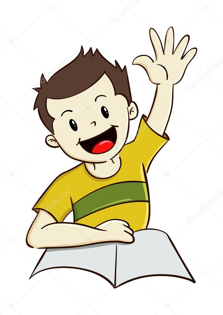 Imagenes Graciosas Levantando La Mano | muchacho levantando la mano mientras estudio vector de Imagenes Graciosas Levantando La Mano | muchacho levantando la mano mientras estudio vector de