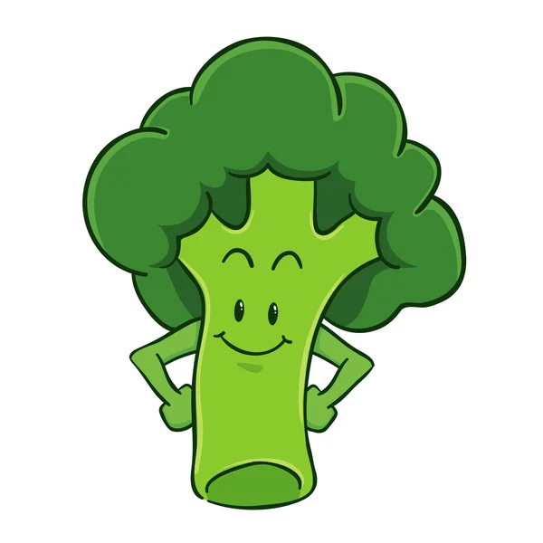 Broccoli personaggio cartone animato — Vettoriale Stock