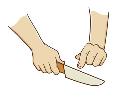 elinde bir bıçak el