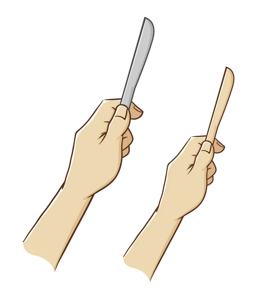Mano sosteniendo un cuchillo — Vector de stock