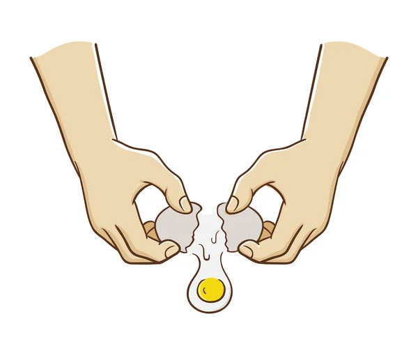 Hands Breaking an Egg — Stock Vector