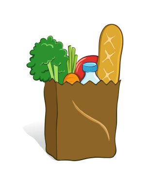 Bakkal çanta illüstrasyon