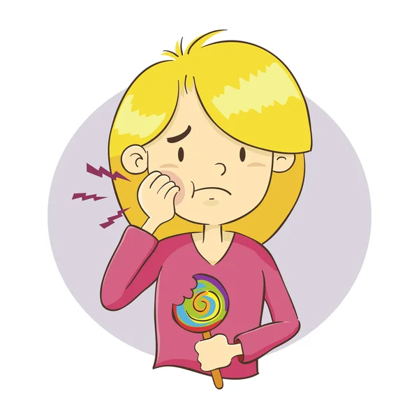 Girl Having a Tooth Ache — Stock Vector