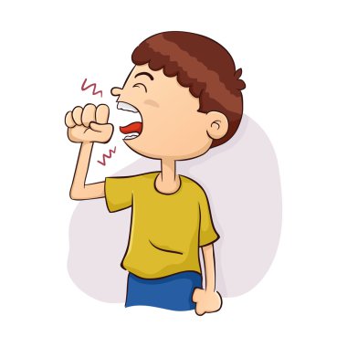 Boy Coughing Illustration clipart
