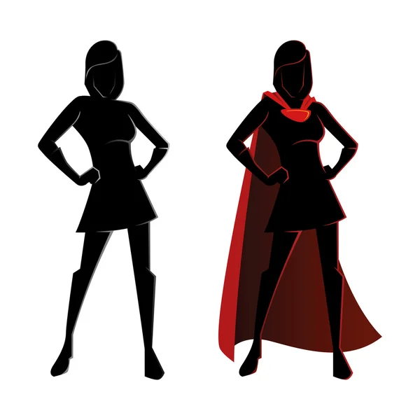 Silueta de superhéroe femenino — Vector de stock