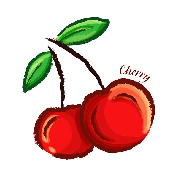 Ilustración de cereza roja — Archivo Imágenes Vectoriales