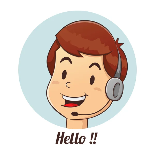 Customer Service Support Man — Stock Vector