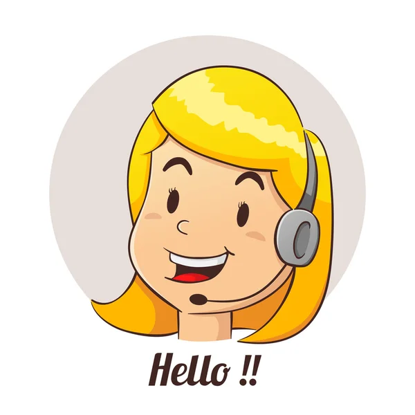 Customer Service Support Woman — Stock Vector