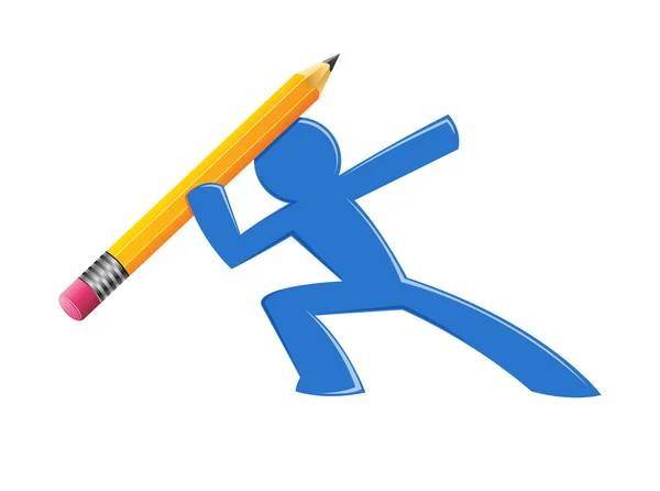 Man Figure Throwing Pencil — Stok Vektör