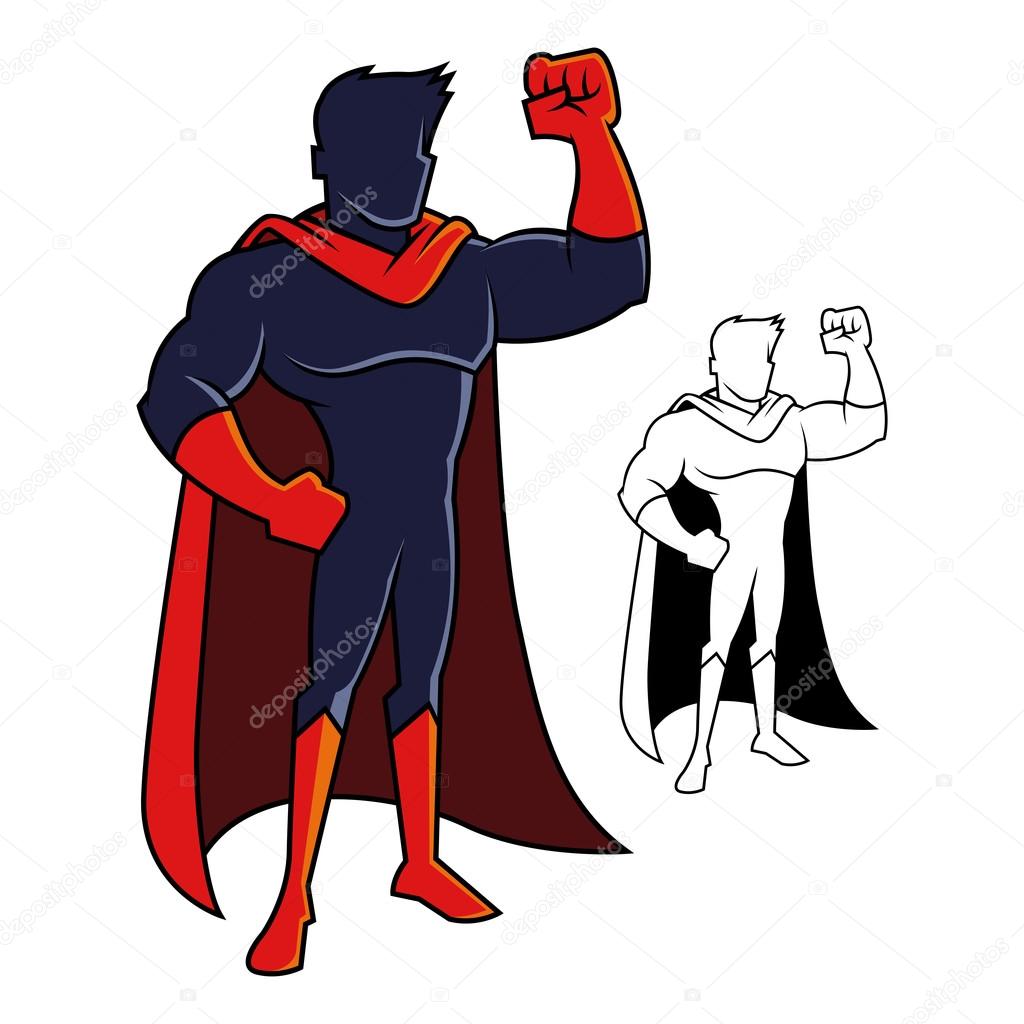 Superhero Character Raising His Arm