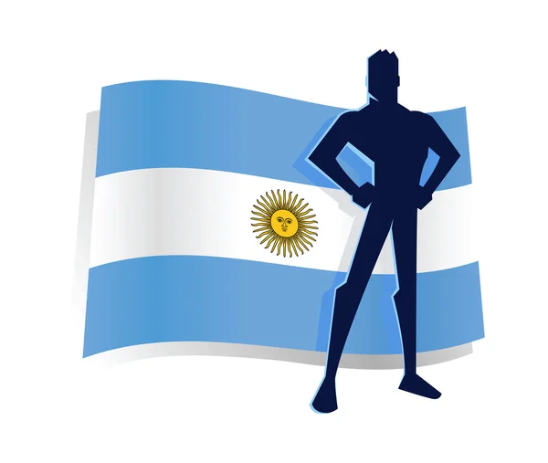 Hombre de pie Orgullo Frente a Bandera Argentina — Archivo Imágenes Vectoriales