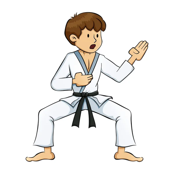 Boy Doing Karate Practise — Stock Vector