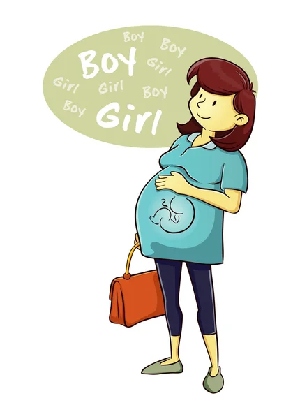 Mujer embarazada curiosa sobre el bebé — Archivo Imágenes Vectoriales