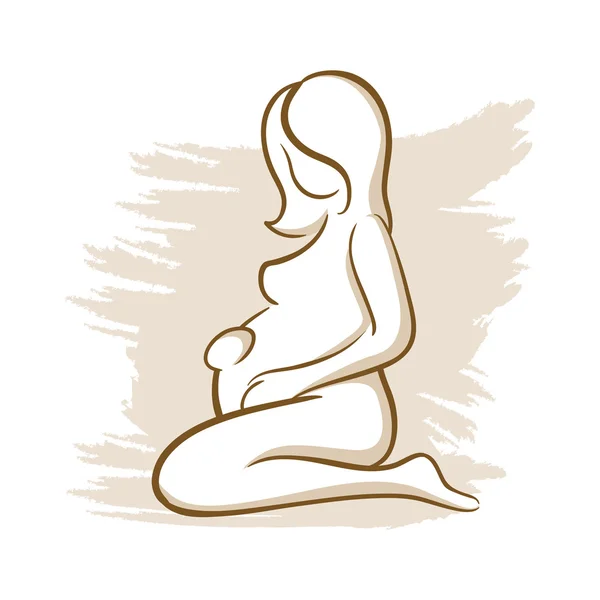 Madre embarazada línea de arte — Archivo Imágenes Vectoriales