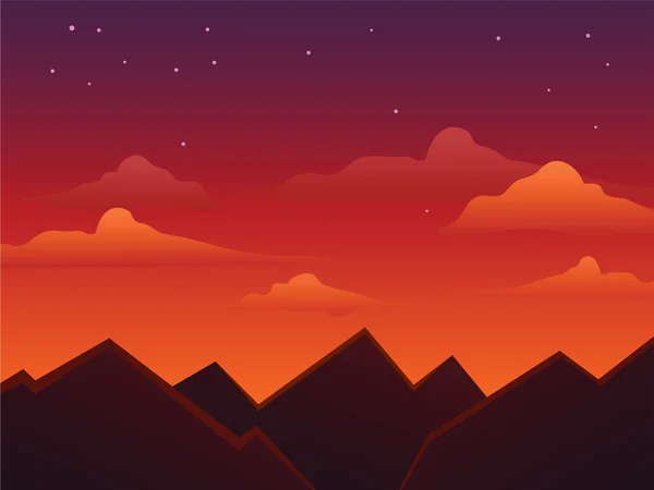 山の上の夕暮れの空 — ストックベクタ