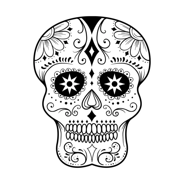 Sugar Skull Line Art — ストックベクタ