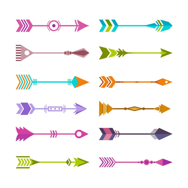 Coleção de flechas tribais coloridas — Vetor de Stock