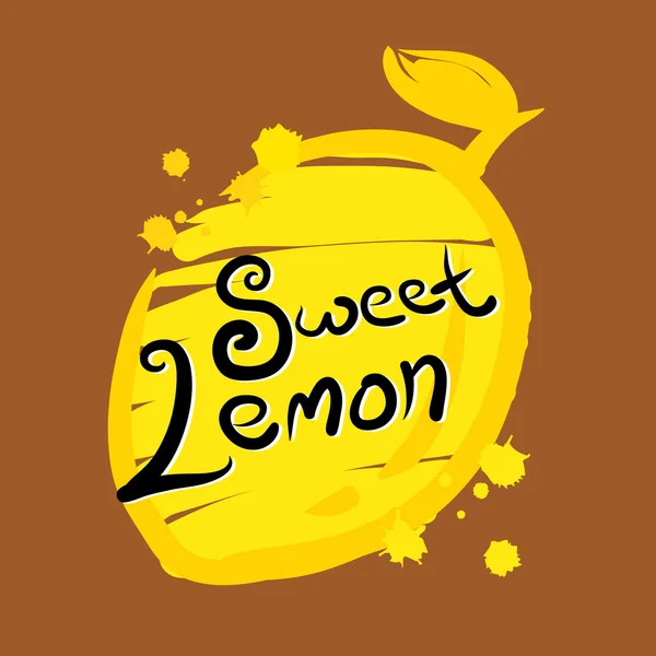 Süße Zitrone Pinselstrich Illustration — Stockvektor