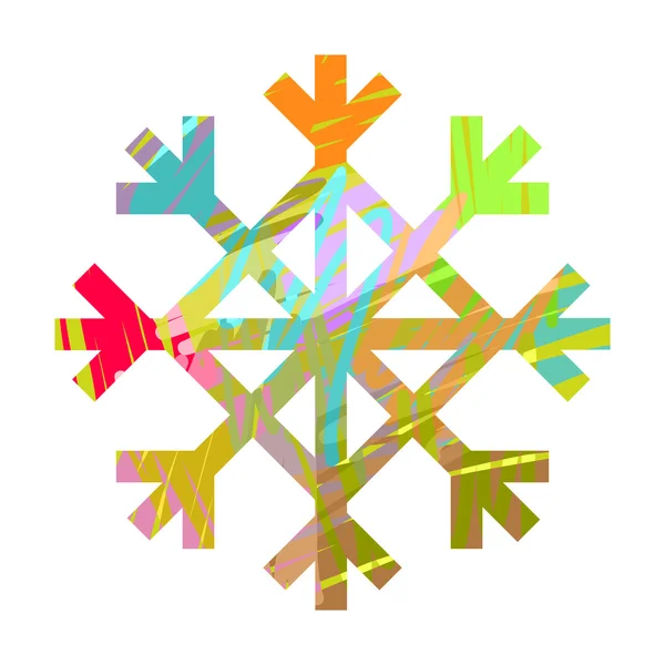 Snow Flake With Colorful Brush Stroke Texture — Stock Vector