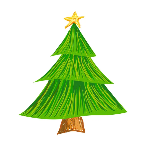 Dibujo de pincelada de árbol de Navidad — Vector de stock