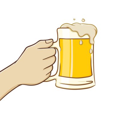 Bir bardak birayı tutan el.