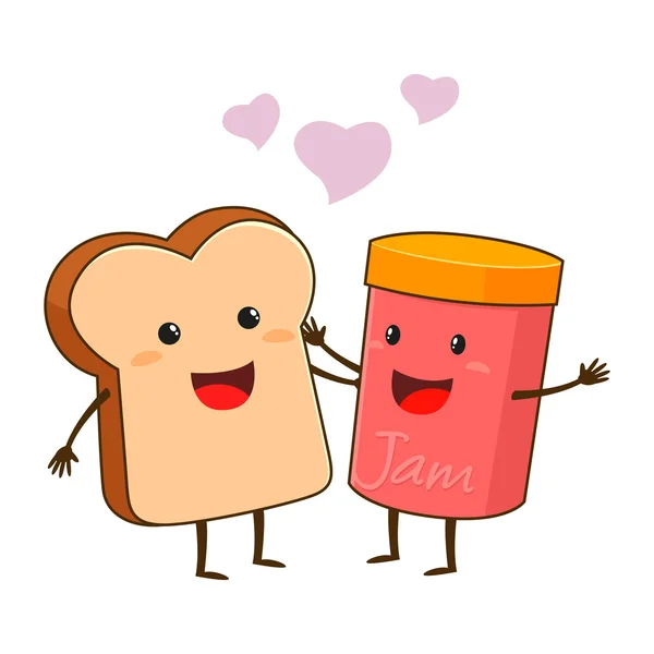 Bread And Jam Love — Stock Vector