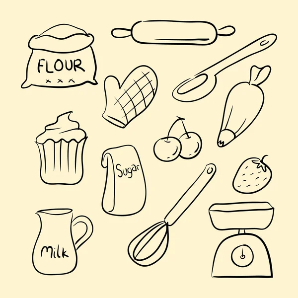 Boulangerie Doodle — Image vectorielle