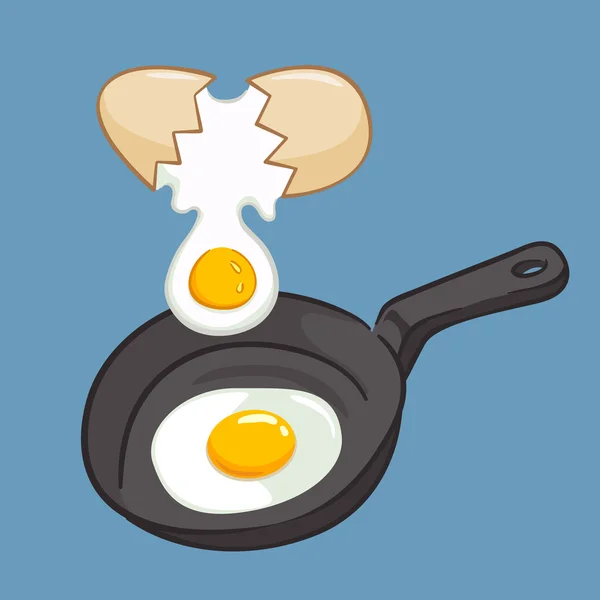 Fritar ovos em uma frigideira — Vetor de Stock