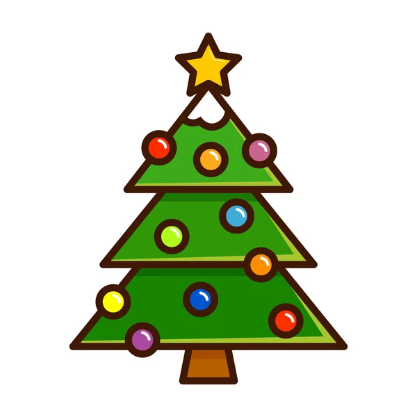 Árbol de Navidad con adornos en arte vectorial simple — Vector de stock