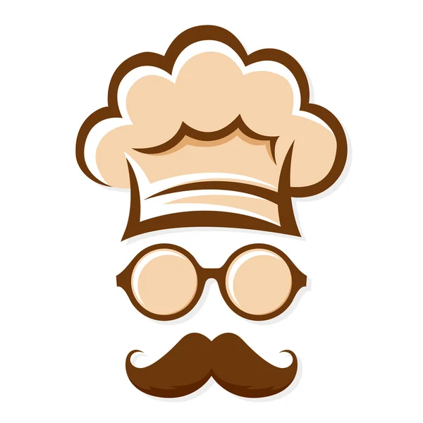 Chef con bigote y gafas silueta — Vector de stock