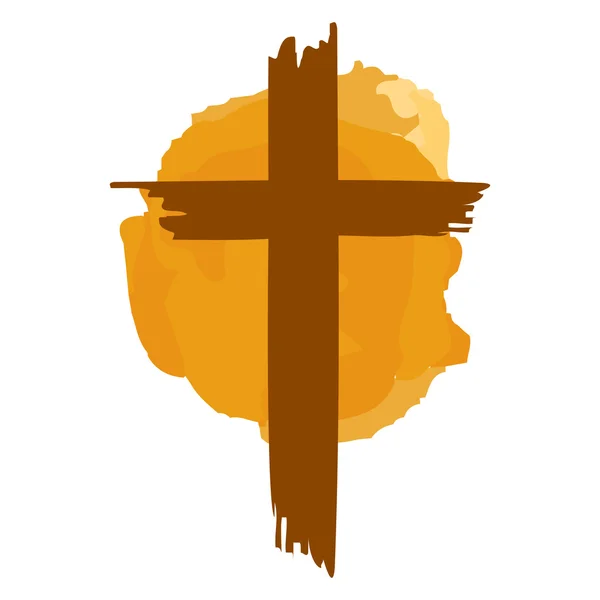 Hnědé křesťanství kříž — Stockový vektor