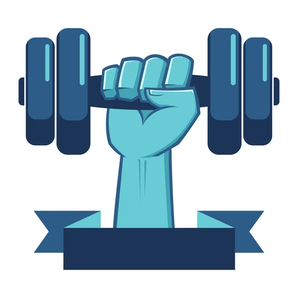 Strong Hand Lifting a Weight Fitness Symbol — Stock Vector