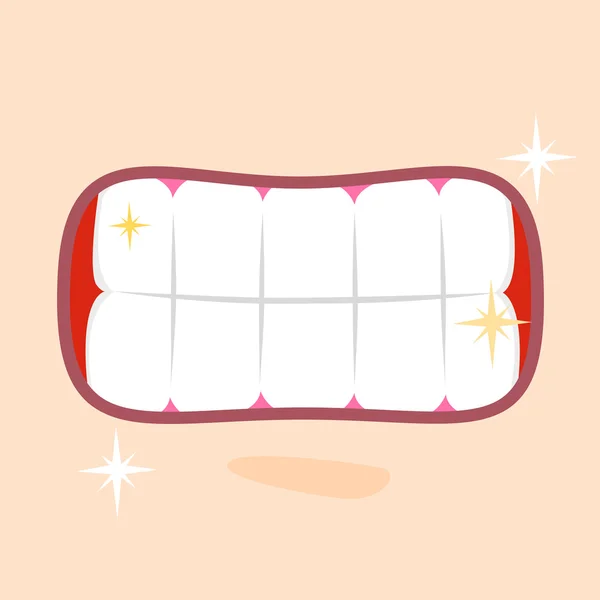 Glänzende gesunde Zähne aus nächster Nähe — Stockvektor