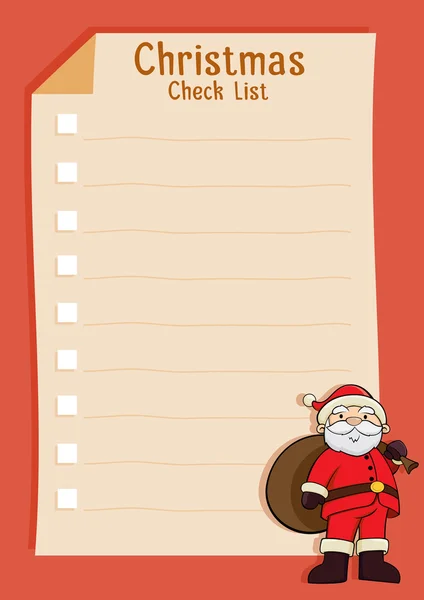 Santa Blank Christmas Check List — Stock Vector