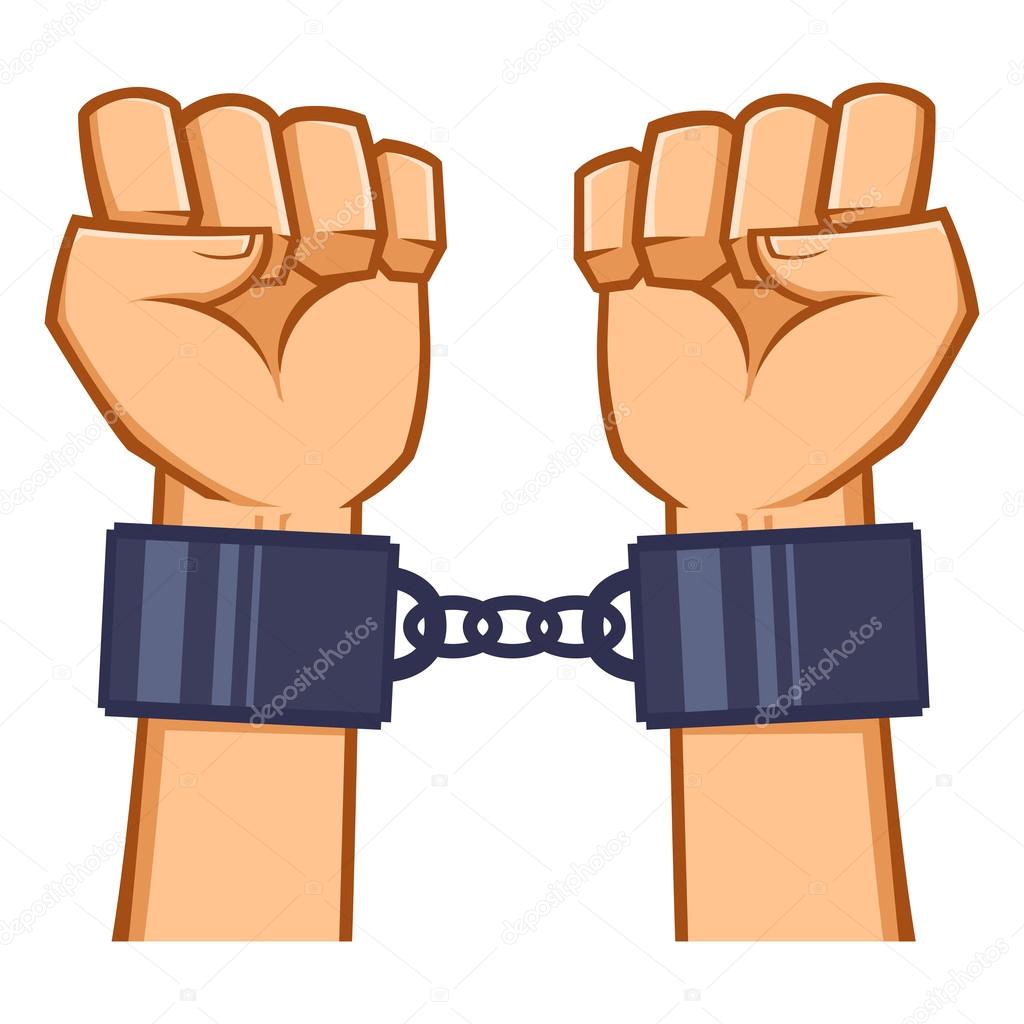Captured Hands Chained With Handcuff