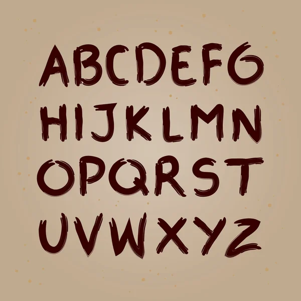 Alphabet d'écriture à la main de brosse d'encre — Image vectorielle