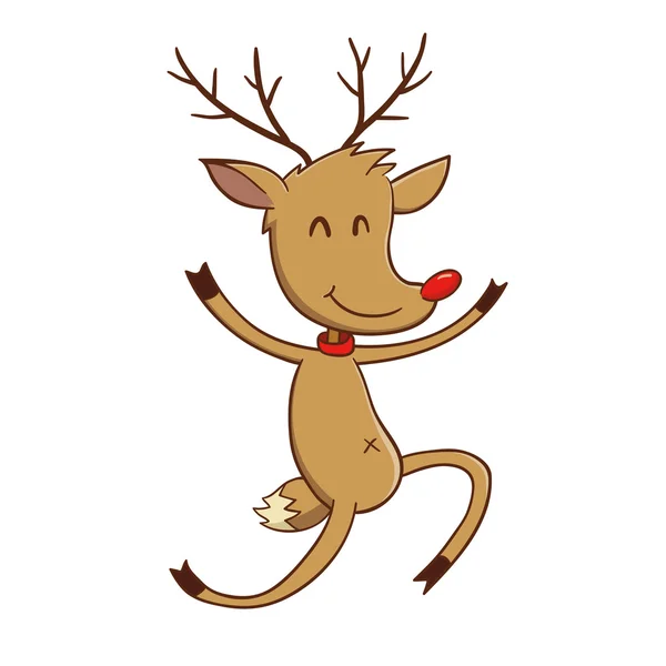 Happy Reindeer Jumping With Joy — Stock Vector