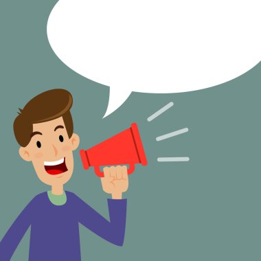 Bir hoparlör tutan adam