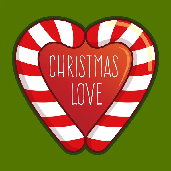Navidad amor caramelo bastón — Vector de stock