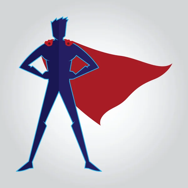 Superhero with cape sihouette — Stock Vector