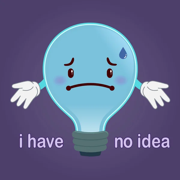 Light Bulb With Sad Face Have No Idea Concept — Stock Vector