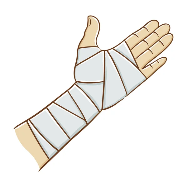 Mão ferida envolta em bandagem elástica, ilustração vetorial Vetores De Stock Royalty-Free
