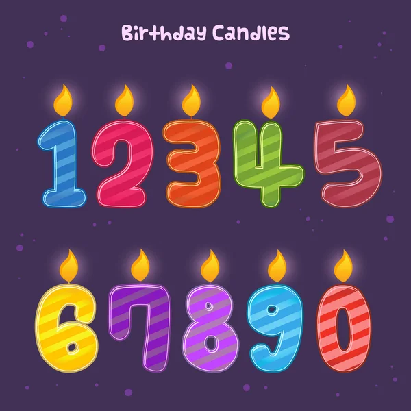 Csoport színes számok születésnapi gyertyák — Stock Vector
