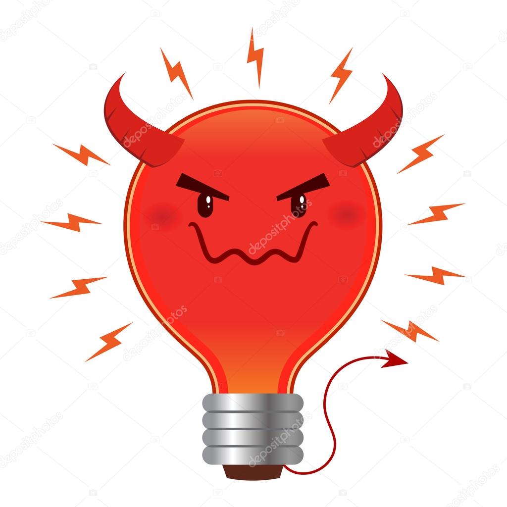 Bad Idea Evil Light Bulb With Horn And Tail Stock Vector Image by