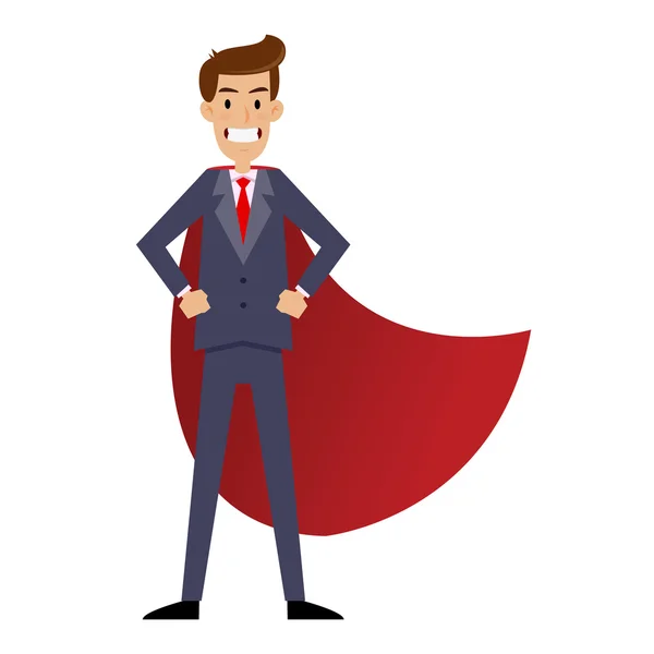 Super homme d'affaires avec cape rouge — Image vectorielle