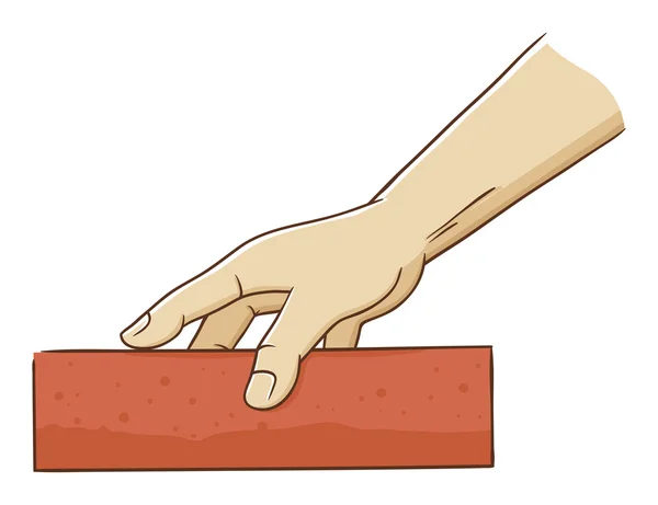Χέρι που κρατά ένα τούβλο — Διανυσματικό Αρχείο
