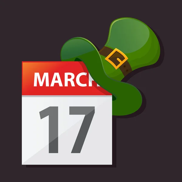 Calendario de San Patricio con Sombrero Verde — Vector de stock