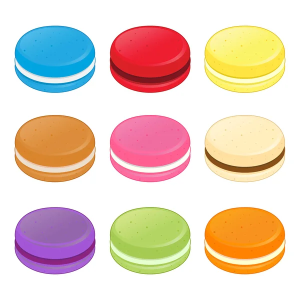 Coloridas galletas de macarrones Vector Ilustración — Vector de stock