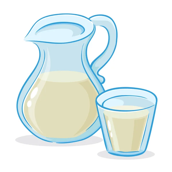 Vector Illustration of Milk Jug And a Glass of Milk — Stock Vector